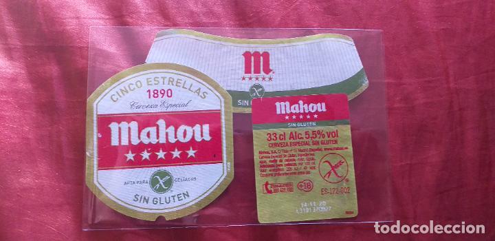 Etiquetas antiguas: CERVEZA-V9ET-II-ETIQUETAS-MAHOU-CINCO ESTRELLAS-SIN GLUTEN-33CL