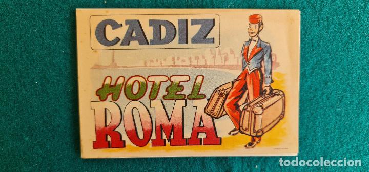 Etiquetas antiguas: ETIQUETA HOTEL ROMA CADIZ - ESPA&Ntilde;A (IMPRESION: FOURNIER)