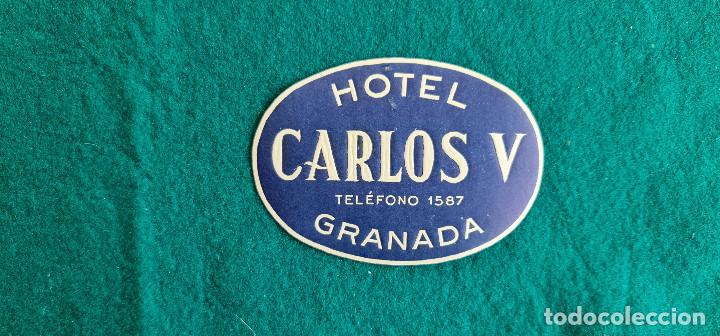Etiquetas antiguas: ETIQUETA HOTEL CARLOS V GRANADA - ESPA&Ntilde;A