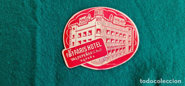 Etiquetas antiguas: ETIQUETA HOTEL PARIS VALDEPE&Ntilde;AS (CIUDAD REAL) - ESPA&Ntilde;A