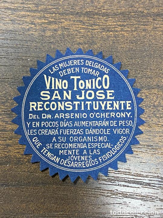 Alte Etiketten: ETIQUETA ANTIGUA DE FARMACIA. VINO T&Oacute;NICO SAN JOS&Eacute;. RECONSTITUYENTE.