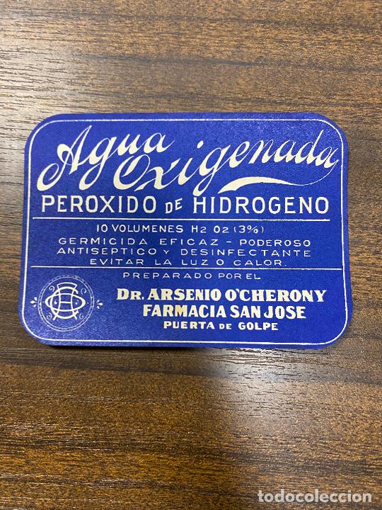 Alte Etiketten: ETIQUETA ANTIGUA DE FARMACIA. AGUA OXIGENADA. PEROXIODO DE HIDROGENO.