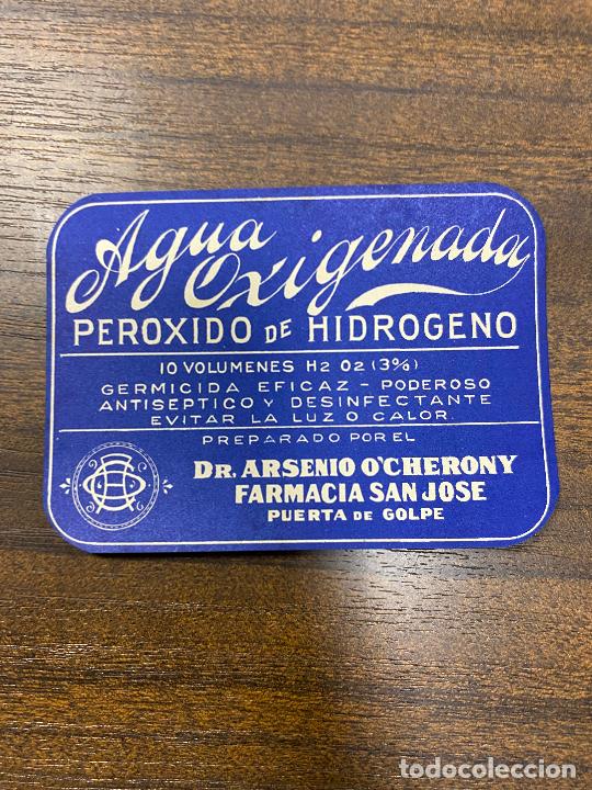 Alte Etiketten: ETIQUETA ANTIGUA DE FARMACIA. AGUA OXIGENADA. PEROXIODO DE HIDROGENO.