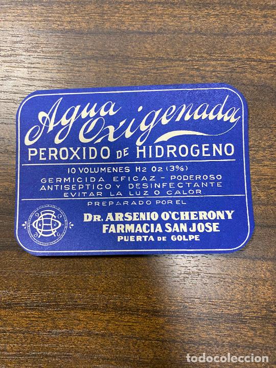 Alte Etiketten: ETIQUETA ANTIGUA DE FARMACIA. AGUA OXIGENADA. PEROXIODO DE HIDROGENO.