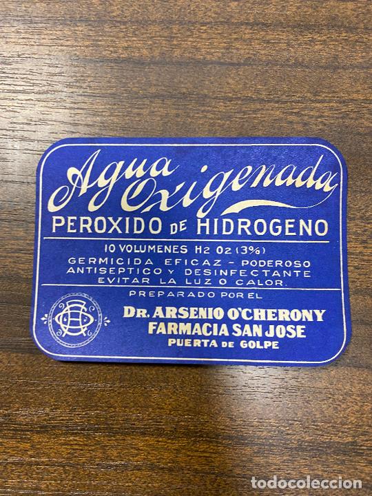 Alte Etiketten: ETIQUETA ANTIGUA DE FARMACIA. AGUA OXIGENADA. PEROXIODO DE HIDROGENO.