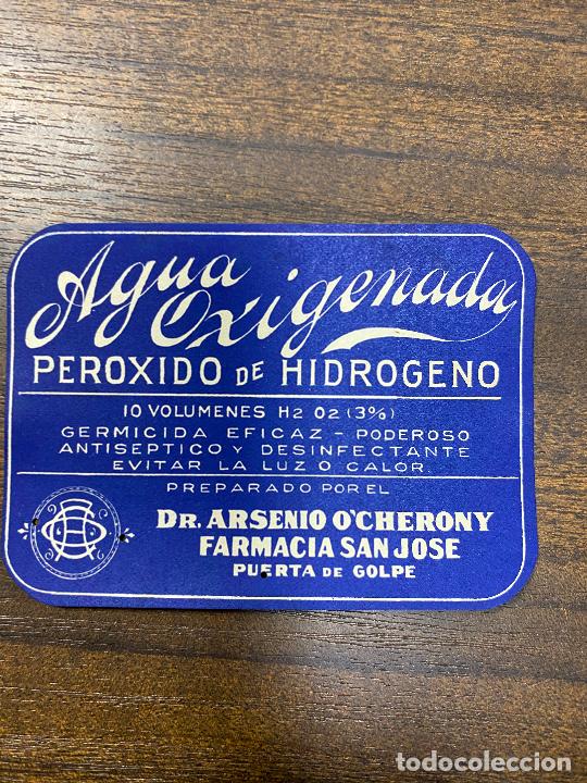 Alte Etiketten: ETIQUETA ANTIGUA DE FARMACIA. AGUA OXIGENADA. PEROXIODO DE HIDROGENO.