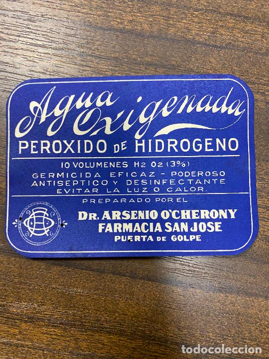 Alte Etiketten: ETIQUETA ANTIGUA DE FARMACIA. AGUA OXIGENADA. PEROXIODO DE HIDROGENO.