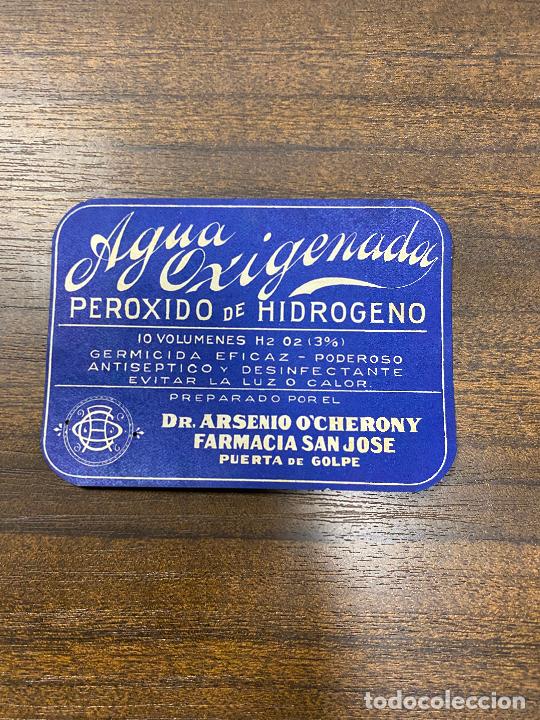 Alte Etiketten: ETIQUETA ANTIGUA DE FARMACIA. AGUA OXIGENADA. PEROXIODO DE HIDROGENO.