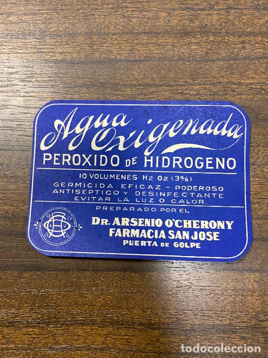 Alte Etiketten: ETIQUETA ANTIGUA DE FARMACIA. AGUA OXIGENADA. PEROXIODO DE HIDROGENO.
