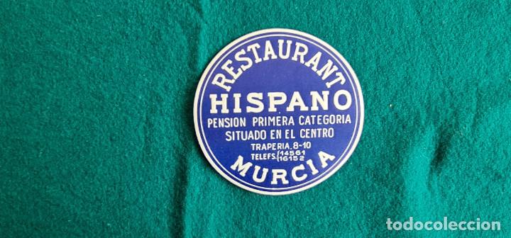 Etiquetas antiguas: ETIQUETA HOTEL PENSION HISPANO MURCIA - ESPA&Ntilde;A