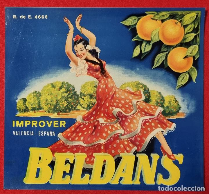 Etiquetas antiguas: CARTEL ITO ETIQUETA NARANJAS BELDANS SEVILLANA IMPROVER VALENCIA ORIGINAL K8