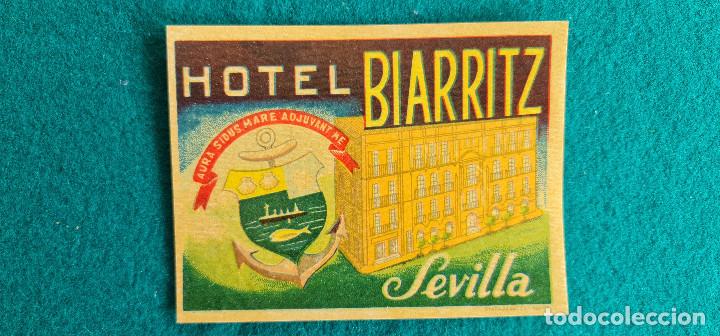 Etiquetas antiguas: ETIQUETA HOTEL BIARRITZ - SEVILLA - ESPA&Ntilde;A