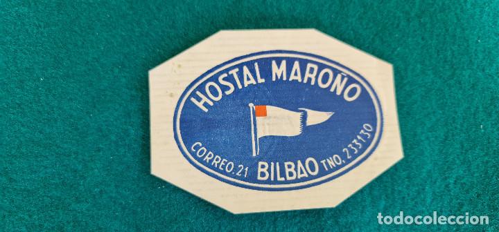 Etiquetas antiguas: ETIQUETA HOTEL HOSTAL MARO&Ntilde;O - BILBAO - ESPA&Ntilde;A