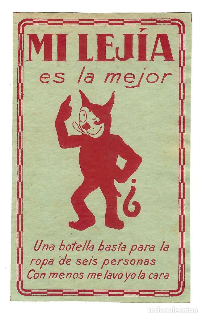 Alte Etiketten: ETIQUETA PUBLICITARIA- MI LEJ&Iacute;A ES LA MEJOR. GATO... CON MENOS ME LAVO LA CARA. A&Ntilde;OS 20 (RARA)