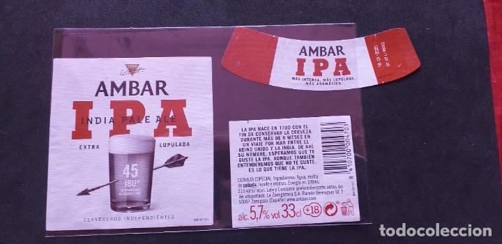 Etiquetas antiguas: CERVEZA-V9ET-6-ETIQUETAS-AMBAR.