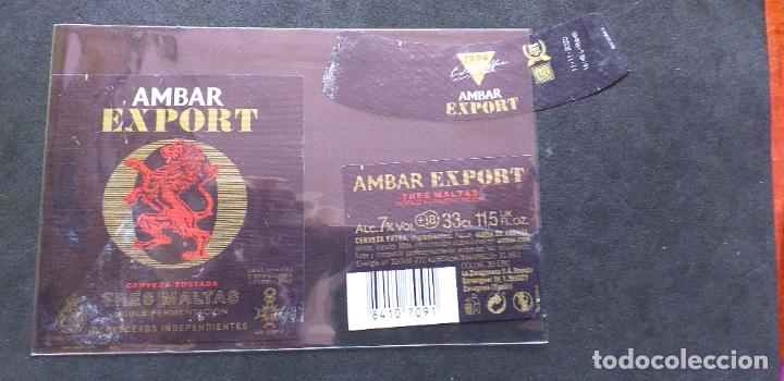 Etiquetas antiguas: CERVEZA-V9ET-6-ETIQUETAS-AMBAR