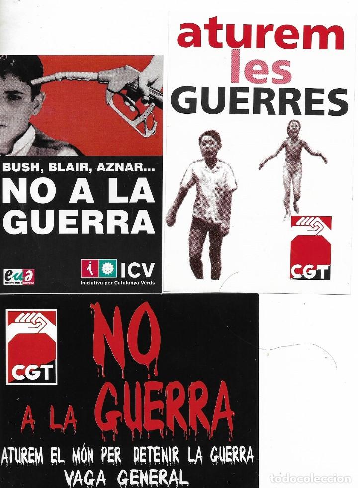 Alte Etiketten: Lote de 3 Etiquetas adhesivas de NO A LA GUERRA
