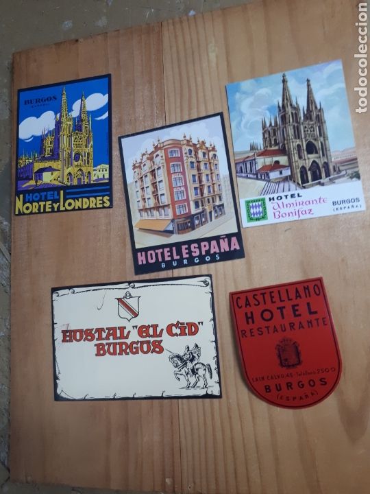 Etiquetas antiguas: Lote etiquetas hoteles de Burgos