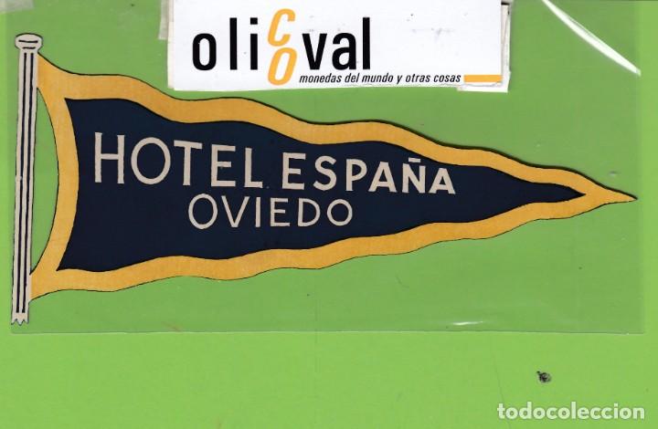 Etiquetas antiguas: ETIQUETA HOTEL ESPA&Ntilde;A OVIEDO ASTURIAS MUY ESPECIAL AZUL TROQUEL 150X70mm EH3292