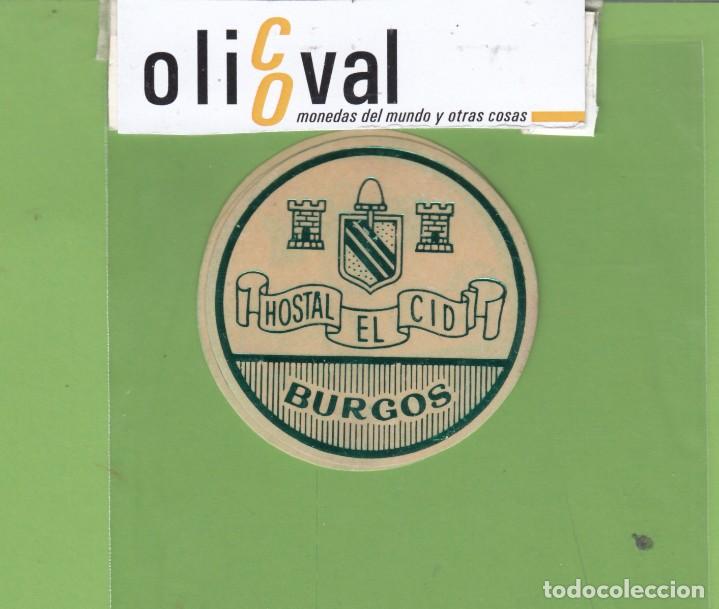 Etiquetas antiguas: ETIQUETA HOTEL HOSTAL EL CID BURGOS TROQUEL 53 mm EH3300
