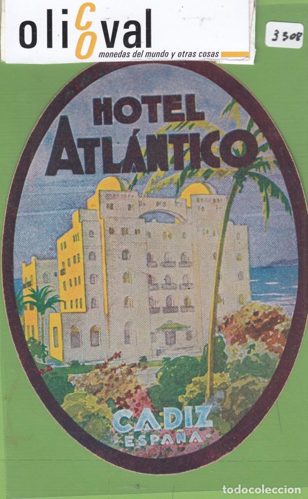 Etiquetas antiguas: ETIQUETA HOTEL ATLANTICO CADTZ AZUL CELESTE OVAL 100 X 135 mm EH3308