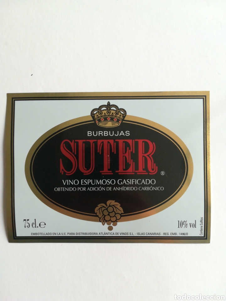 Old Labels: Etiqueta vino espumoso Burbujas Suter. Tama&ntilde;o 120x90mm