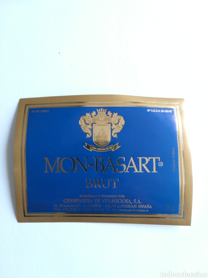 Old Labels: Etiqueta Brut Mon Basart. Champanera de Villaviciosa. Tama&ntilde;o 120x90mm