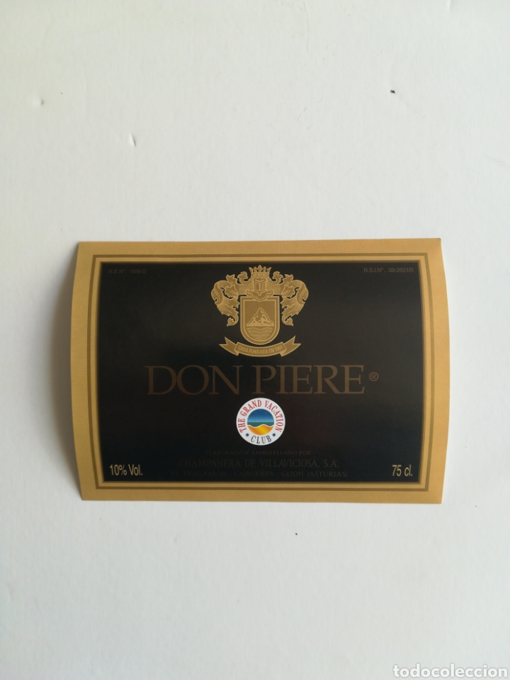 Old Labels: Etiqueta Don Piere. Champanera de Villaviciosa. Tama&ntilde;o 120x90mm