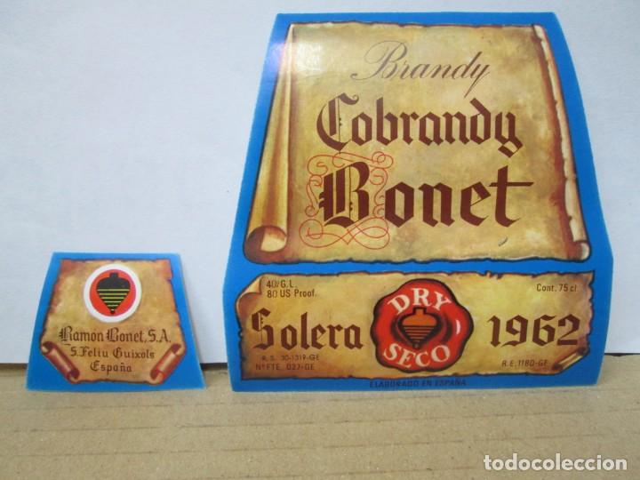 Etiquetas antiguas: ANTIGUA ETIQUETA BRANDY CO&Ntilde;AC, BONET