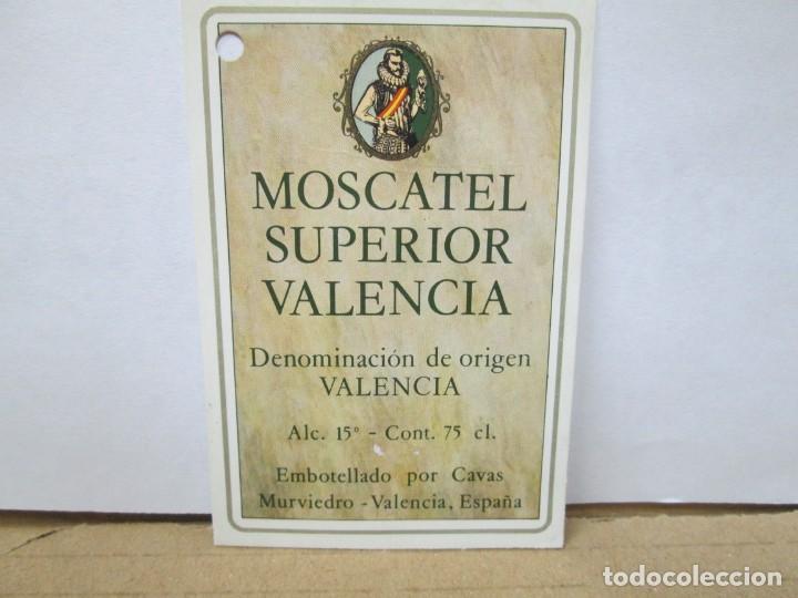 Etiquetas antiguas: ANTIFUA ETIQUETA BRANDY CO&Ntilde;AC,MOSCATEL SUPERIOR VALENCIA