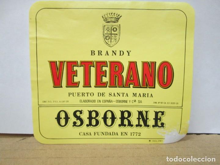 Etiquetas antiguas: ANTIGUA ETIQUETA BRANDY CO&Ntilde;AC, VETERANO