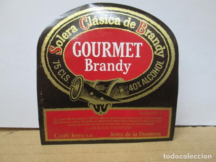 Etiquetas antiguas: ANTIGUA ETIQUETA BRANDY CO&Ntilde;AC, GURMET