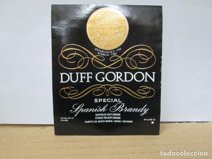 Etiquetas antiguas: ANTIGUA ETIQUETA BRANDY CO&Ntilde;AC,DUFF GORDON SPECIAL