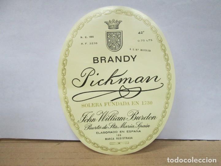 Etiquetas antiguas: ANTIGUA ETIQUETA BRANDY CO&Ntilde;AC, PICKMAN