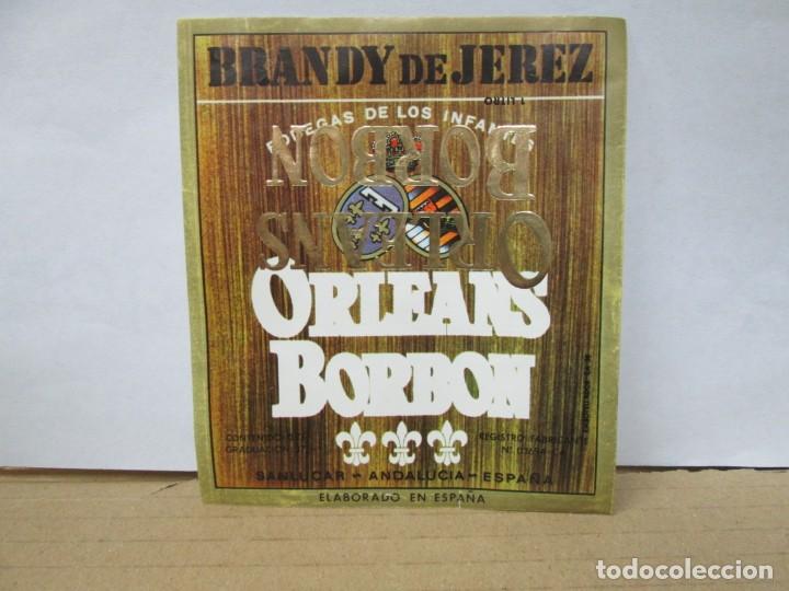 Etiquetas antiguas: ANTIGUA ETIQUETA BRANDY CO&Ntilde;AC, ORLEANS BORBON