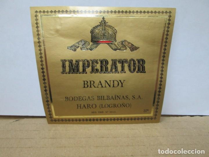 Etiquetas antiguas: ANTIGUA ETIQUETA BRANDY CO&Ntilde;AC, IMPERATOR