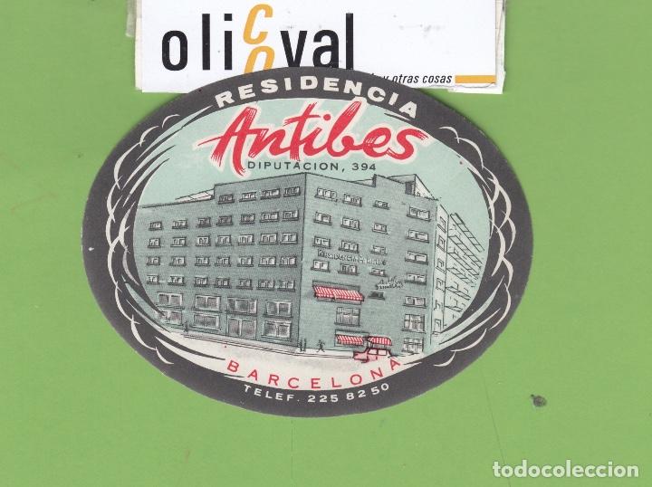 Etiquetas antiguas: ETIQUETA HOTEL RESIDENCIA ANTIBES BARCELONA DATADA TEL TROQUEL OVAL 100 mm EH3338