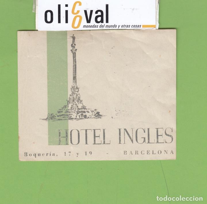 Etiquetas antiguas: ETIQUETA HOTEL INGLES BARCELONA 107 X 85 mm EH3342