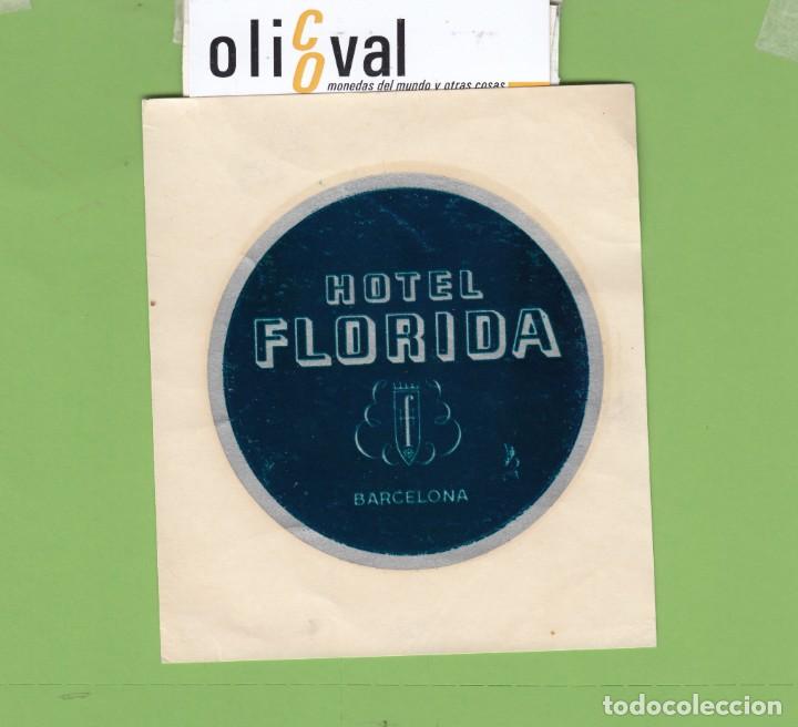 Etiquetas antiguas: ETIQUETA HOTEL FLORIDA BARCELONA AZUL TROQUEL 85 X mm EH3347