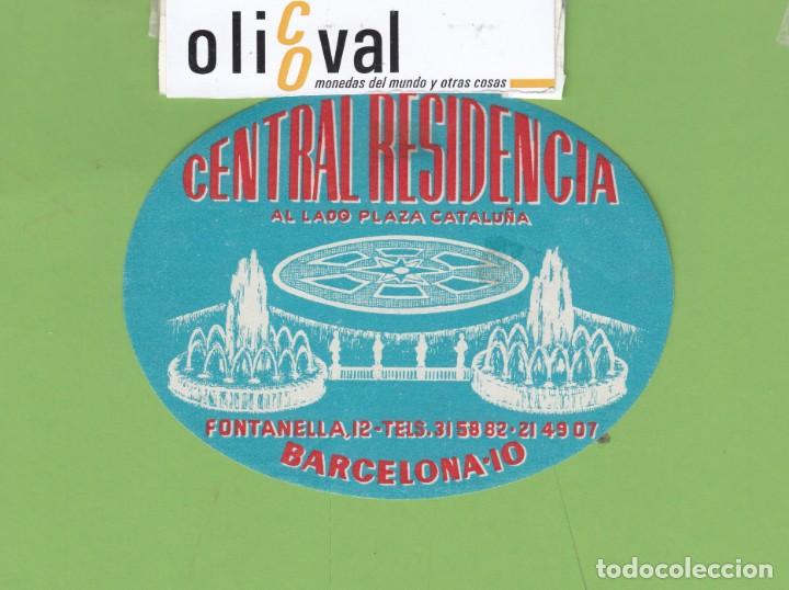 Etiquetas antiguas: ETIQUETA HOTEL RESIDENCIA CENTRAL BARCELONA TEL 6 C 115 X 99 mm EH3351