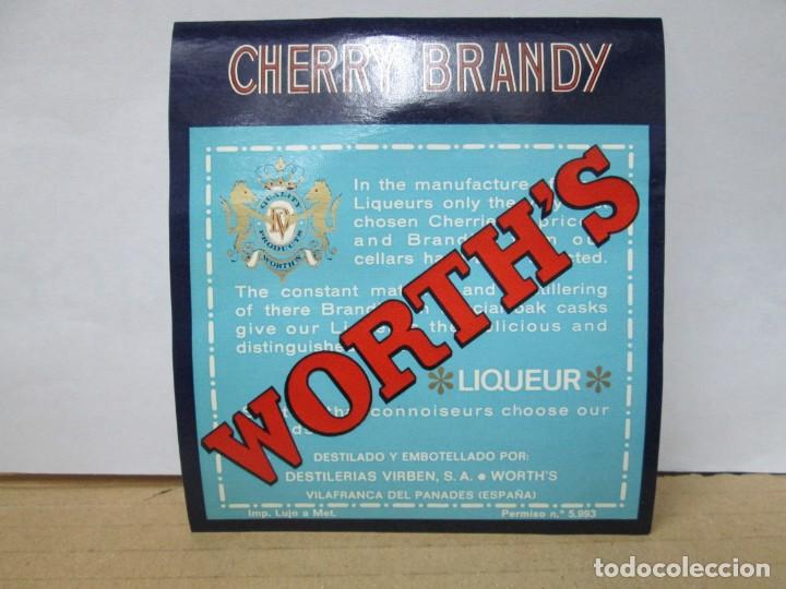 Etiquetas antiguas: ANTIGUA ETIQUETA BRANDY CO&Ntilde;AC, CHERRY BRANDY