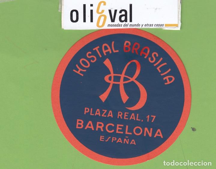 Etiquetas antiguas: ETIQUETA HOTEL HOSTAL BRASILIA BARCELONA TROQUEL 95 mm EH3360