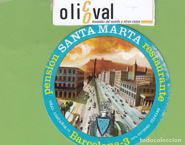 Etiquetas antiguas: ETIQUETA HOTEL PENSION SANTA MARTA BARCELONA TROQUEL 102 mm EH3361
