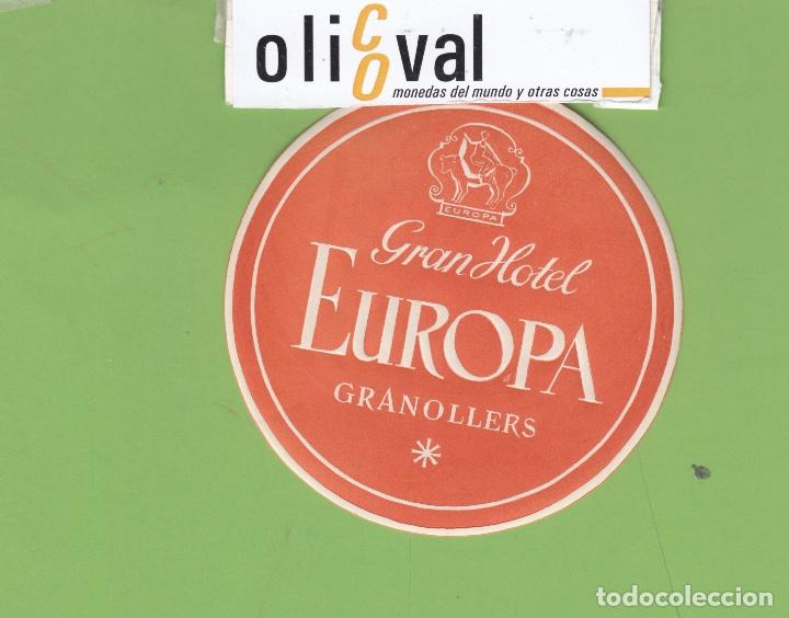 Etiquetas antiguas: ETIQUETA HOTEL EUROPA GRANOLLERS BARCELONA TROQUEL 85 mm EH3363