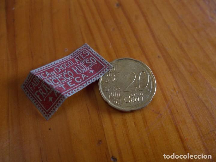Old Labels: ETIQUETA PUBLICITARIA A&Ntilde;OS 40/50, FABRICA DE CHOCOLATES, FRANCISCO HUESO (ATECA)