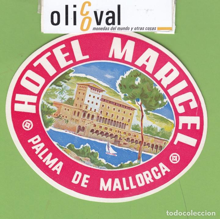 Etiquetas antiguas: ETIQUETA HOTEL MARICEL OVAL AZUL CLARO 118 mm EH3381
