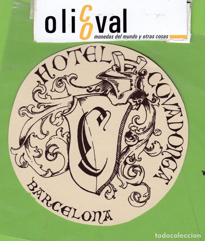 Etiquetas antiguas: ETIQUETA HOTEL COVADONGA BARCELONA ILUSTRACION TROQUEL 90 mm EH3380