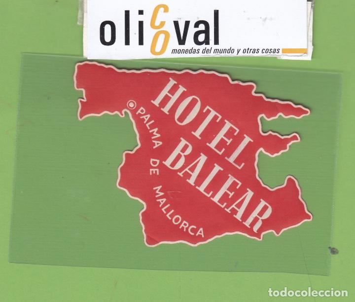 Etiquetas antiguas: ETIQUETA HOTEL BALEAR MALLORCA TROQUEL MUY ESPECIAL100 mm EN DIAGONAL EH3393