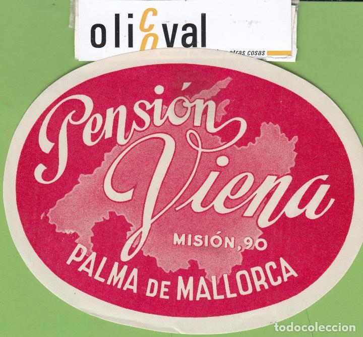 Etiquetas antiguas: ETIQUETA HOTEL PENSION VIANA PALMA TROQUEL OVAL 130 mm EH3400