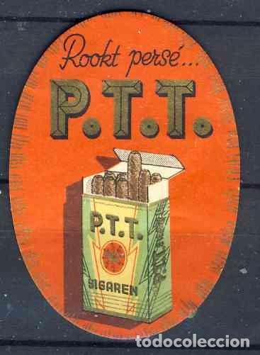 Etiquetas antiguas: Etiqueta P.T.T., cigarros puros (4 x 5,5 cms)